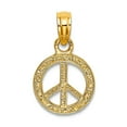 thumbnail image 1 of 14k Gold Mini Peace Sign Flat and Textured Charm 10.1x10.1mm Wide 0.6mm Thick Pendant Necklace for Women, 1 of 2