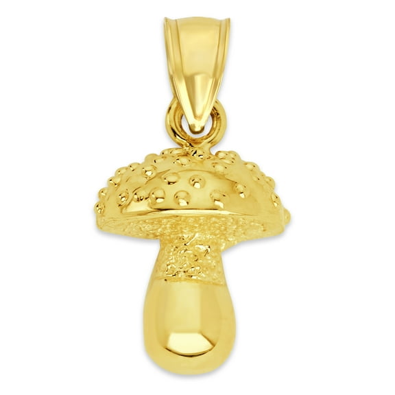 Golden Fire Solid 14k Gold Mushroom Pendant - Jewelry Gifts for Women