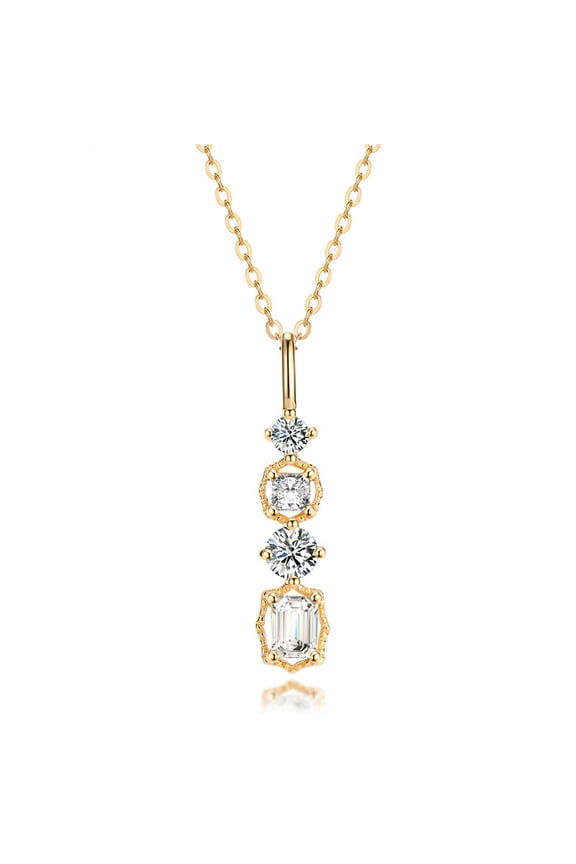 14k Gold Necklace for Women - Gold Filled Sterling Silver Chain - Cluster Diamond Gold Chain for Women