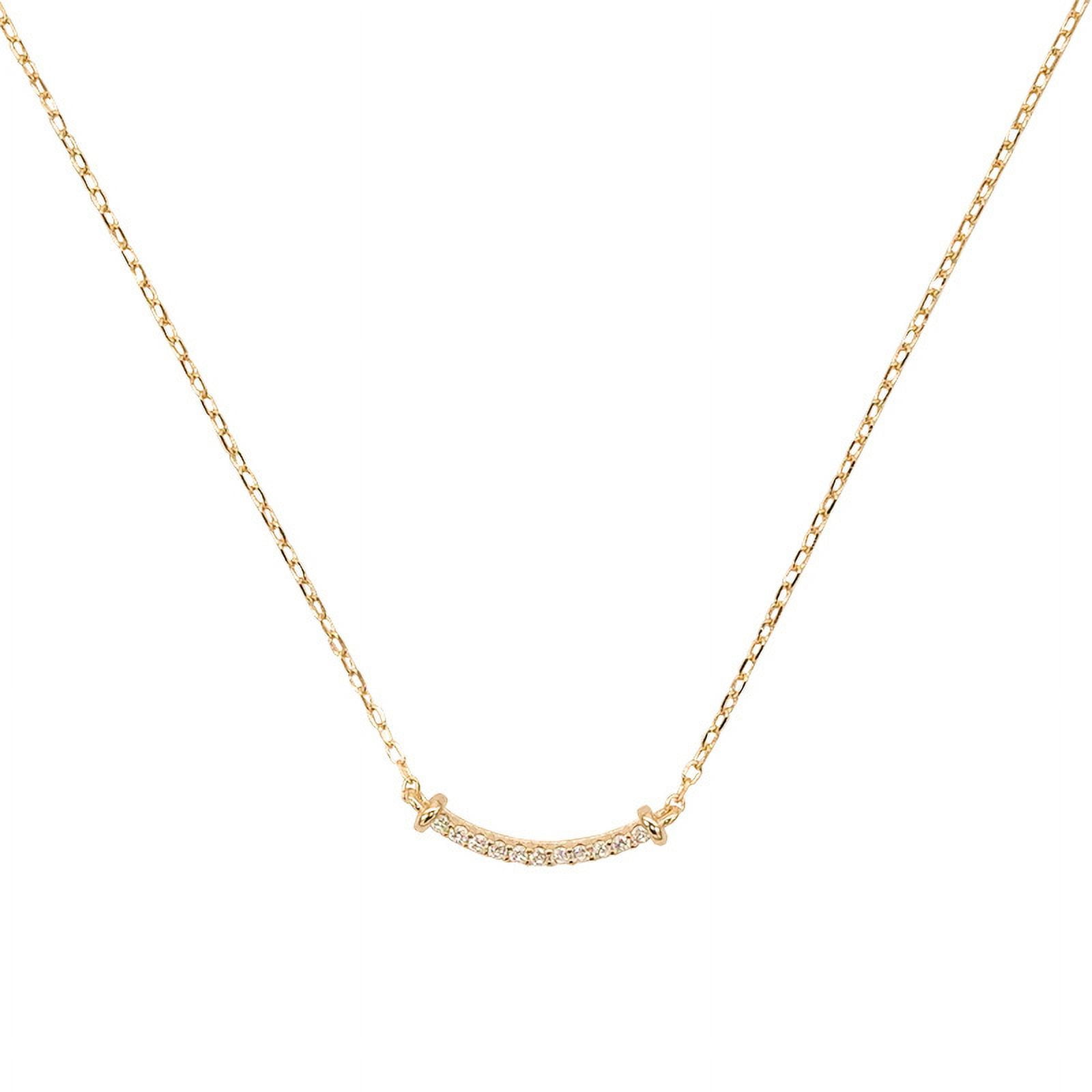14k Gold Necklace for Women - Gold Filled Sterling Silver Chain - Dainty Curved Diamond Gold Chain for Women
