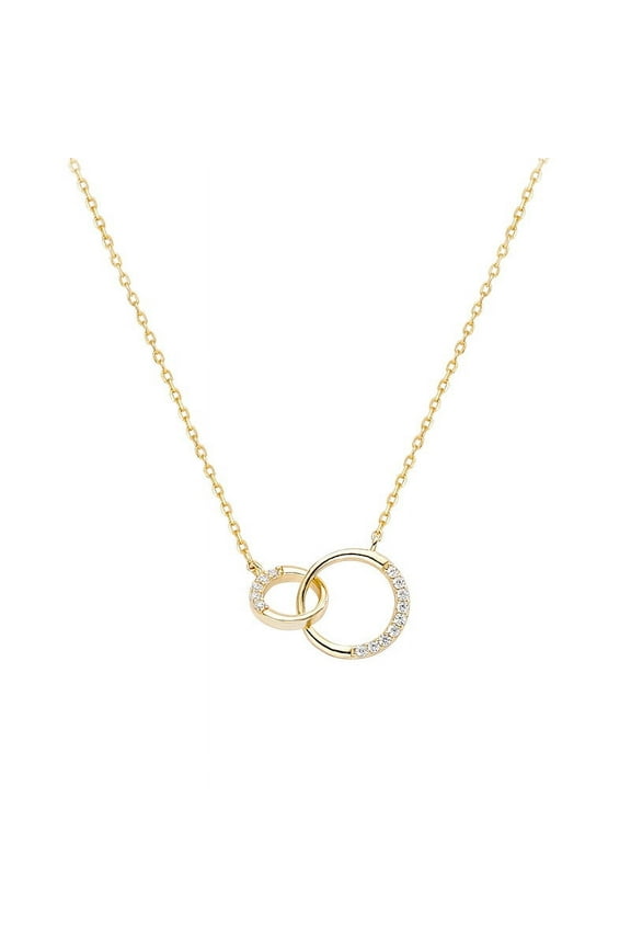 14k Gold Necklace for Women - Gold Filled Sterling Silver Chain - Double Hoop Circle Gold Chain for Women