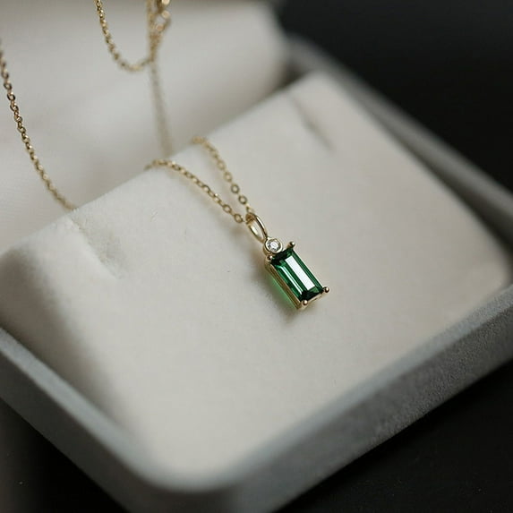 14k Gold Necklace for Women - Gold Filled Sterling Silver Chain - Malachite Gold Chain for Women