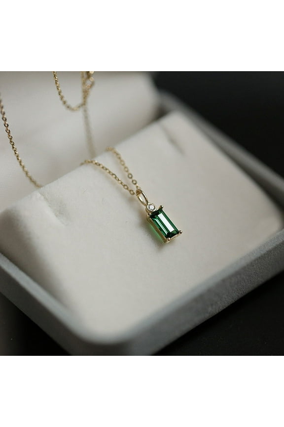 14k Gold Necklace for Women - Gold Filled Sterling Silver Chain - Malachite Gold Chain for Women