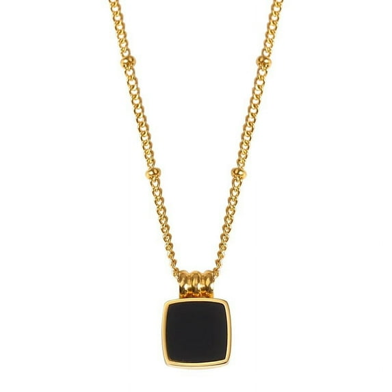 14k Gold Necklace for Women - Gold Filled and Sterling Silver Chain - Black Zircon Gold Chain for Women