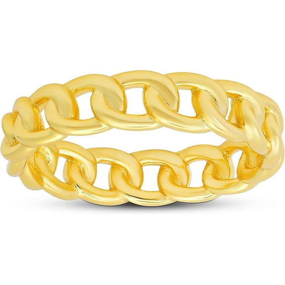 14k Gold Over Silver Curb Chain Eternity Band Ring