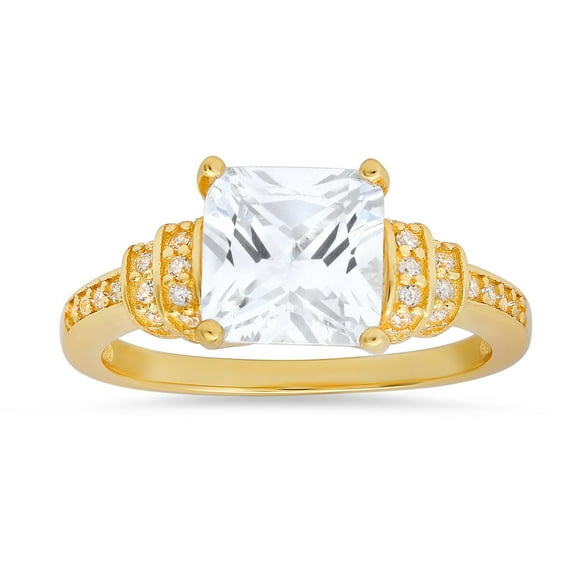 14k Gold Over Silver Princess-cut Cubic Zirconia CZ Ring
