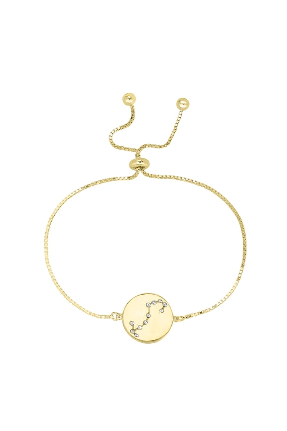 14k Gold Over Sterling Silver Scorpio Zodiac Crystal Bracelet with Adjustable Chain, 5 to 9 Inches