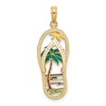 thumbnail image 1 of 14k Gold Palm Tree Flip Flop With Enamel [cut-out] Charm 31.8x11.65mm Wide 4.3mm Thick Pendant Necklace for Women, 1 of 2