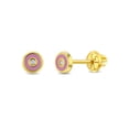 thumbnail image 1 of 14k Gold Pink Donut Baby / Toddler / Kids Earrings Safety Screw Back Enamel, 1 of 7