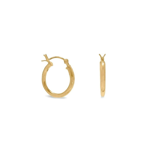 14k Gold Plated 925 Sterling Silver 2mm X 16mm Gold Plated Click Hoop 2mm X 16mm Earrings Hoop Earring for Women