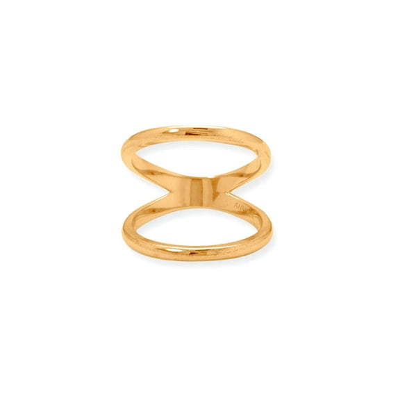 14k Gold Plated 925 Sterling Silver Double Band Knuckle Ring Size 6 Ring for Women and Men