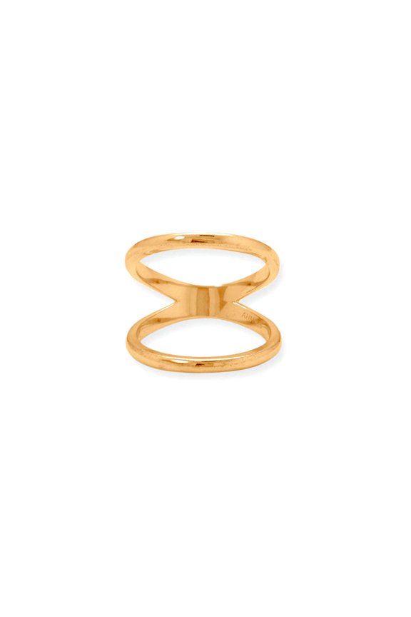 14k Gold Plated 925 Sterling Silver Double Band Knuckle Ring Size 9 Ring for Women and Men