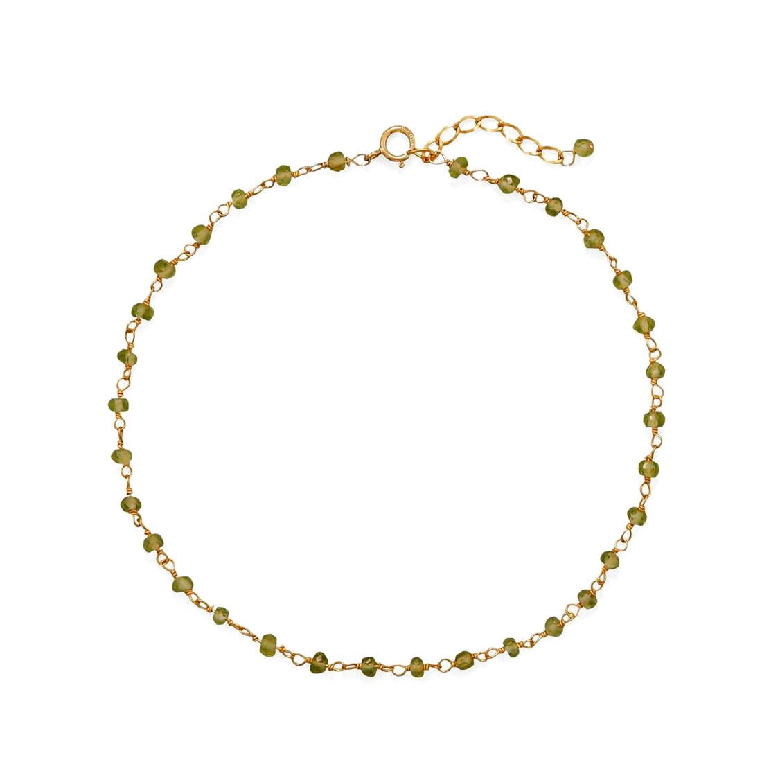 14k Gold Plated 925 Sterling Silver Peridot Anklet Chain 1.5mm X 2.5mm The Gives Anklet for Women and Men