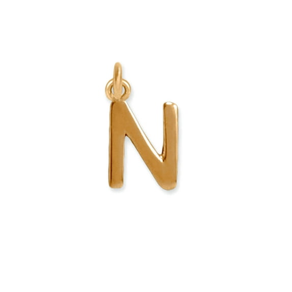 14k Gold Plated 925 Sterling Silver Polished N Charm N is 6.5mm X 9.5mm Pendant Necklace for Women