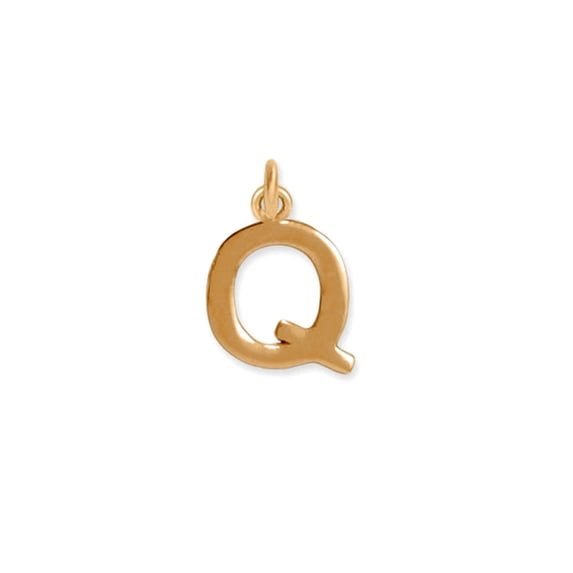 14k Gold Plated 925 Sterling Silver Polished Q Charm Q is 6.5mm X 9.5mm Pendant Necklace for Women