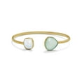 thumbnail image 1 of 14k Gold Plated 925 Sterling Silver Rainbow Celestial Moonstone and Green Chalcedony Cuff 3mm Wide Bracelet Cuff Bracele, 1 of 2