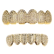 14k Gold Plated Best Grillz Set Top & Bottom Micro Pave Bling Teeth Hip Hop Grills Set