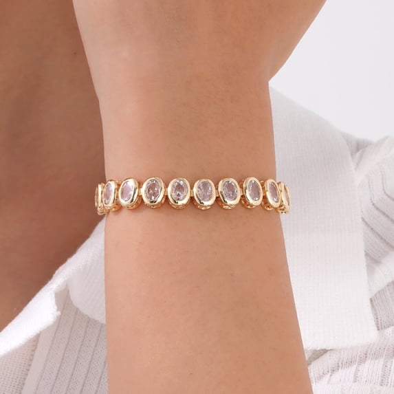 14k Gold Plated Bracelets for Women Cubic Zircon Womens Tennis Bracelet, Non Tarnish Trendy Link Chain Bracelets Jewelry Gifts for Mom Wife Girlfriend, Tennis