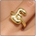 thumbnail image 1 of 14k Gold Plated Bubble Letters Ring For Women，Dainty Balloon Initial Letter Adjustable Charm Rings Open Simple Alphabet A-Z Fashion Gift Jewelry, 1 of 11