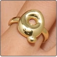 thumbnail image 1 of 14k Gold Plated Bubble Letters Ring For Women，Dainty Balloon Initial Letter Adjustable Charm Rings Open Simple Alphabet A-Z Fashion Gift Jewelry, 1 of 11