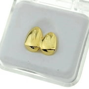 14k Gold Plated Double Two Tooth Grillz Left Side 2-Tooth Caps Slugs Hip Hop Grills
