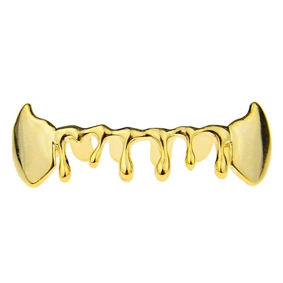 14k Gold Plated Drip Fang Grillz Dripping Bottom Vampire Teeth Fangs Grill Hip Hop Mouth Grills