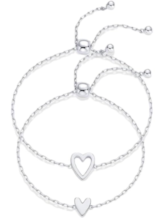 14k Gold Plated Forever Bond Bracelet Set, Gold Bracelet Stack, Adjustable Love Friendship Two Bracelet Pack, Adjustable Stackable Love Charm Bracelets