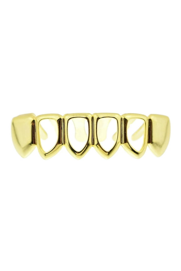 14k Gold Plated Grillz 4 Four Open Face Teeth Bottom Row Lower Hip Hop Rapper Grills