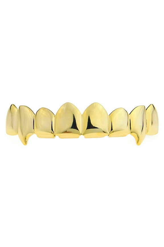 14k Gold Plated Grillz 8 Top Teeth Fangs Eight PC Hip Hop Vampire Mouth Fang Grills