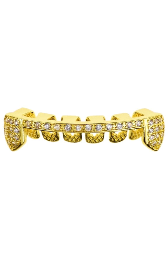 14k Gold Plated Grillz Bling CZ Cubic Zirconia Bottom Teeth Lower Slim Hip Hop Half Grills