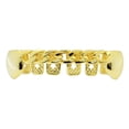 thumbnail image 1 of 14k Gold Plated Grillz Cuban Link Plain Lower Bottom Teeth Row Hip Hop Rapper Grills, 1 of 5