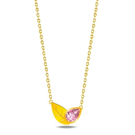 14k Gold Plated Jewelry 5A Pear Shape Cubic Zirconia Love Tree Leaf Clavicle Chain Women Necklace