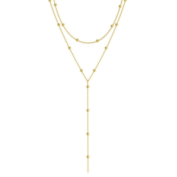 14k Gold Plated Lariat Dainty Long Pendant Necklace for Women Alloy 1 Piece