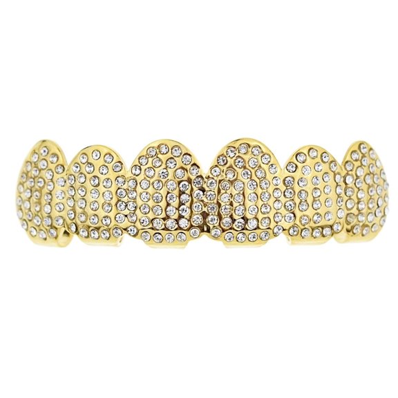 14k Gold Plated Micro Pave Grillz Top Upper Teeth Micropave Mouth Grills