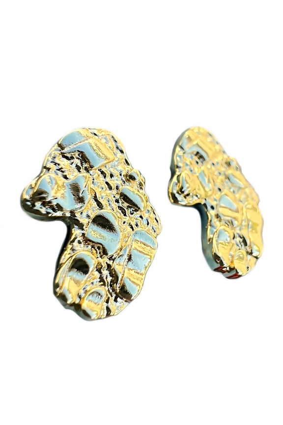 14k Gold Plated Nugget Hip Hop Earrings Butterfly Push Back Mens and Womens 15MM