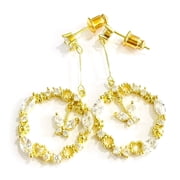 14k Gold Plated Open Butterfly Drop Earring with crystals
