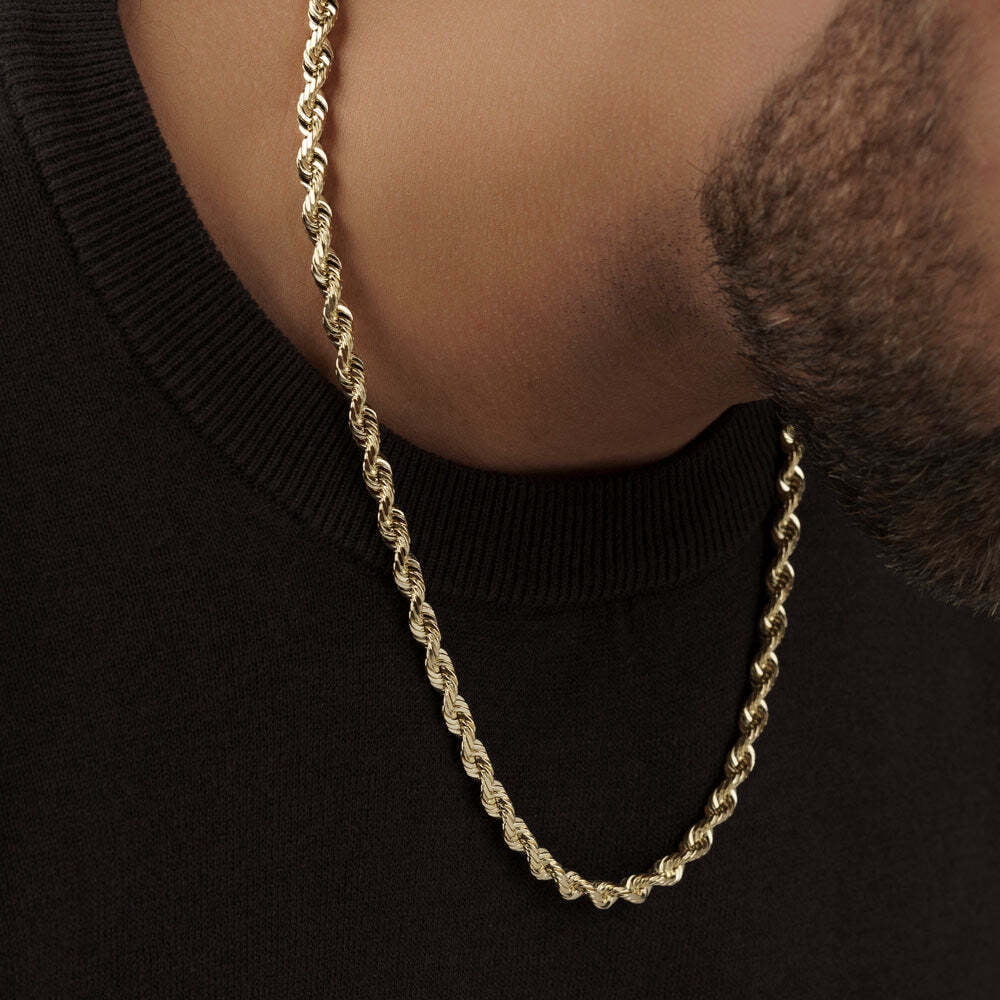 14k Gold Plated Over Solid 925 Sterling Silver Rope Chain