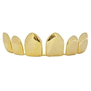 14k Gold Plated Permanent Cuts Grillz Perm Cut Six Top Row Teeth Pre-Made Hip Hop Grills