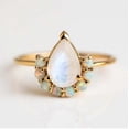 thumbnail image 1 of 14k Gold Plated Ring with Moonstone Opal Gemstone Statement Sterling Silver Jewelry for Anniversary, Engagement Special Occasions, 1 of 4