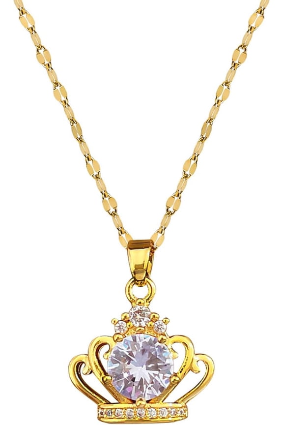 14k Gold Plated Solitaire Necklace for Women, Dainty Cz Pendant Chain Choker, Trendy Layered Gold Jewelry Gift for Her[j512]