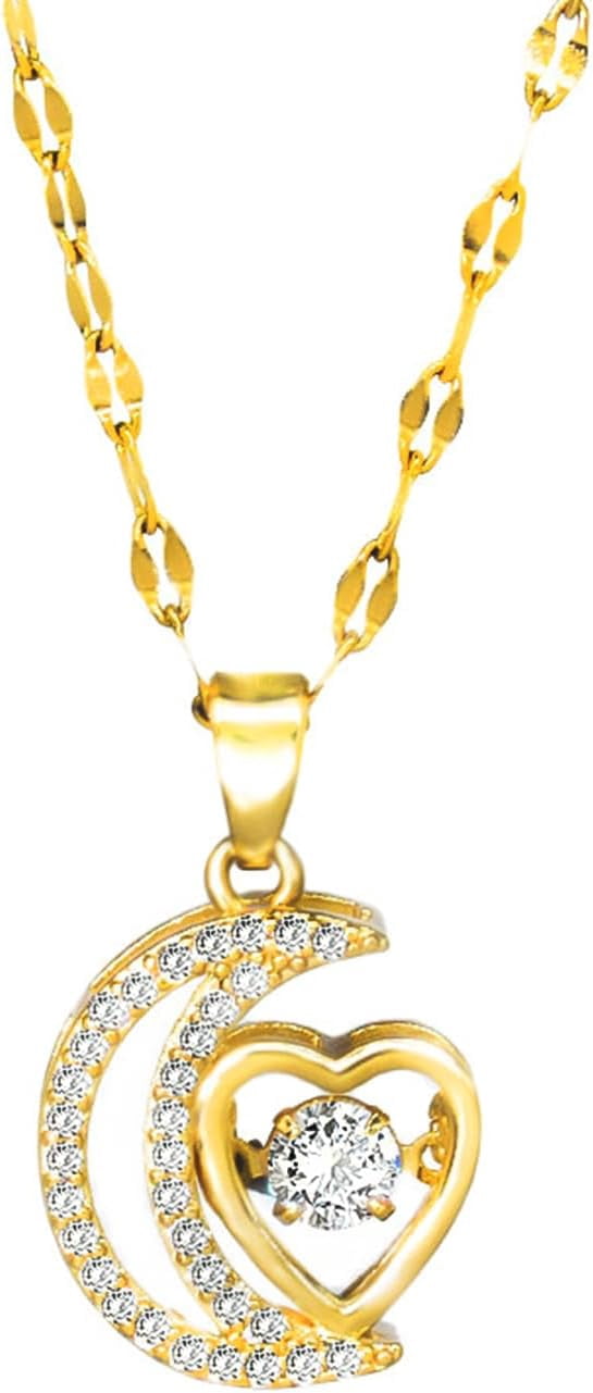 14k Gold Plated Solitaire Necklace for Women, Dainty Cz Pendant Chain ...