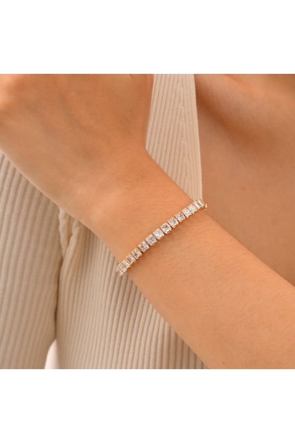 14k Gold Plated Tennis Bracelets Trendy Cubic Zircon Link Bracelet for Women Non Tarnish Jewelry Gifts for Mom Wife Girlfriend