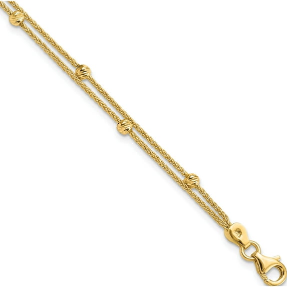 14k Gold Polished 2 Strand Bracelet