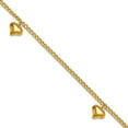 thumbnail image 1 of 14k Gold Polished 3 Puffed Love Heart 9inplus 1inch Ext Anklet 9 Inch 9mm Wide Anklet for Women, 1 of 2