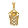 thumbnail image 1 of 14k Solid Yellow Gold Polished Basketball and Net Charm 23.8x11.5mm Pendant Necklace for Women, 1 of 2