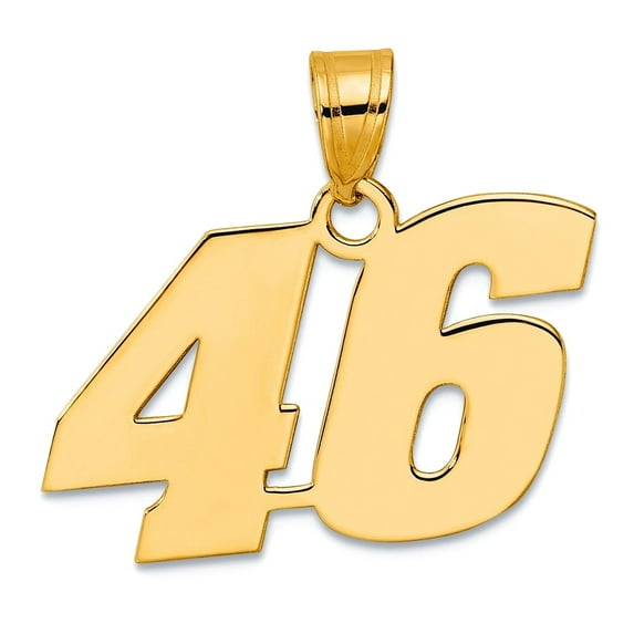 14k Gold Polished Block Sport game Number 46 Pendant Necklace Pendant for Women - 1.5 Grams