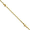 thumbnail image 1 of 14k Gold Polished Cubic Zirconia 5 Station With 1 In Ext. Anklet 9 Inch 0.75mm Wide Anklet for Women, 1 of 2