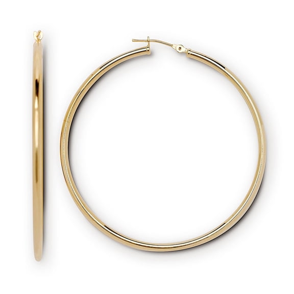 14k Gold Polished Cubic Zirconia CZ Modern Hoop Earrings For Women (yellow and White)-(Yellow Gold)-Hoop Earring