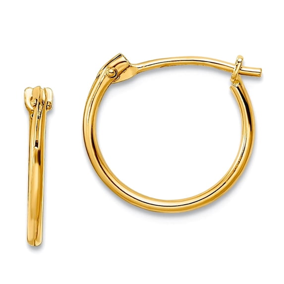 14k Gold Polished Hinged Hoop Earrings 11.28x12.97mm Wide 1.04mm Thick Hoop Earring for Women