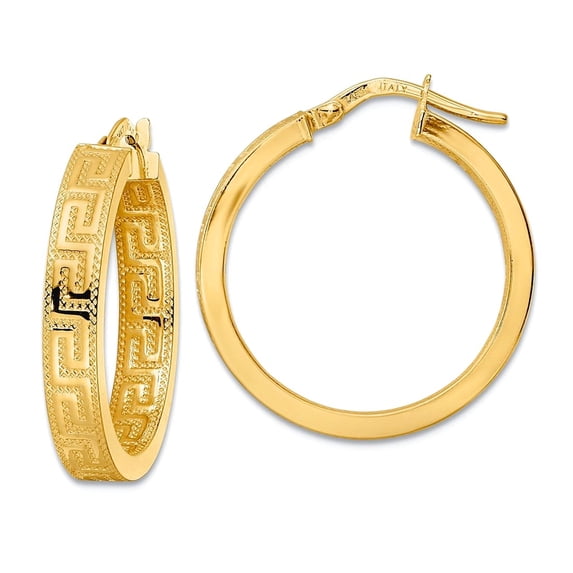 14k Gold Polished Hoop Earrings 24.25x23.5mm Wide 4mm Thick Hoop Earring for Women - 2.7 Grams
